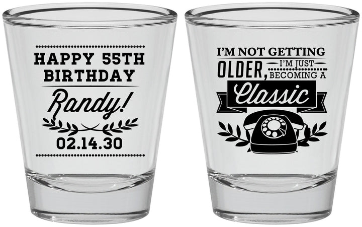 Personalized Birthday Shot Glasses - 55th Classic Phone | 20058