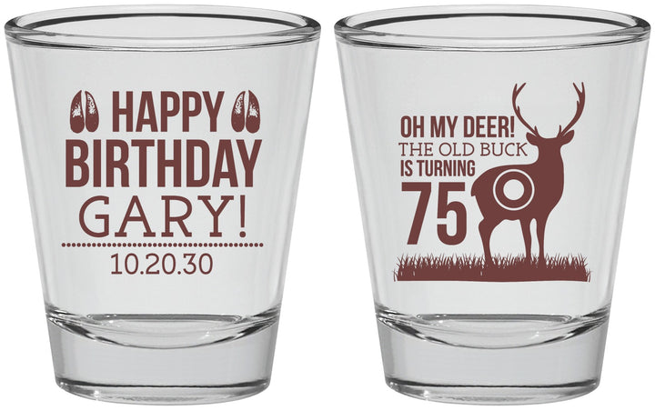 Personalized Birthday Shot Glasses - 75th Hunting | 20063