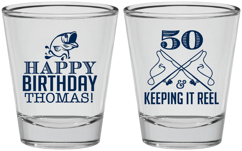 Personalized Birthday Shot Glasses - 50th Keeping It Reel | 20066