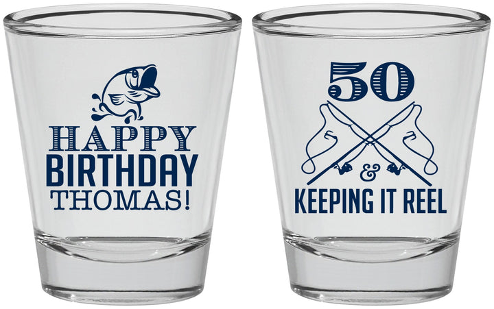 Personalized Birthday Shot Glasses - 50th Keeping It Reel | 20066