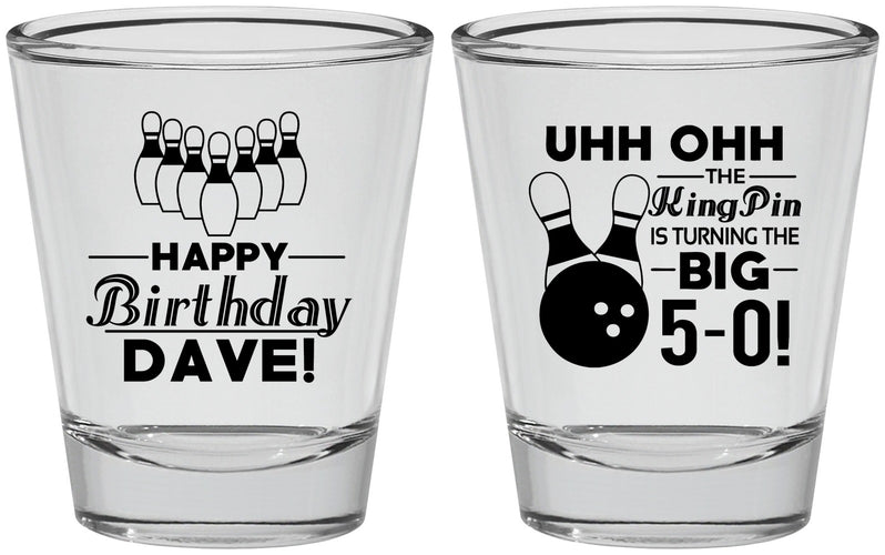 Personalized Birthday Shot Glasses - 50th Bowing | 20071