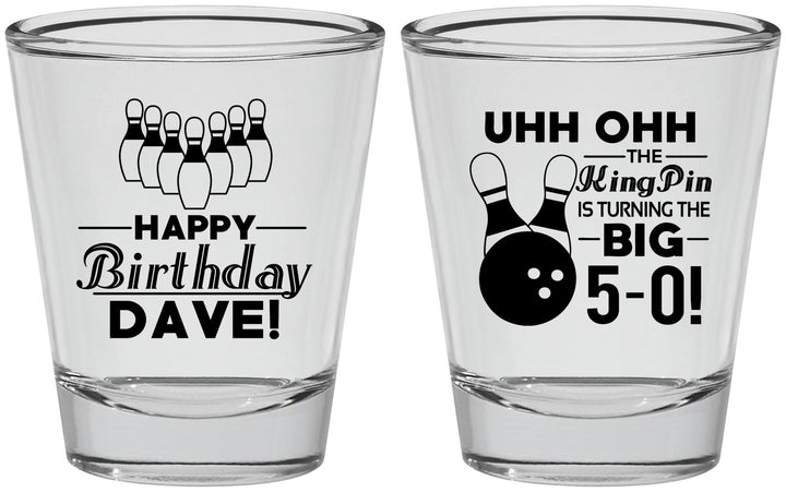 Personalized Birthday Shot Glasses - 50th Bowing | 20071