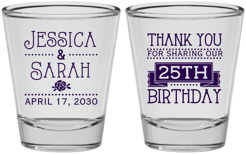 Personalized Birthday Shot Glasses - 25th | 20075