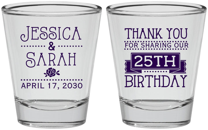 Personalized Birthday Shot Glasses - 25th | 20075