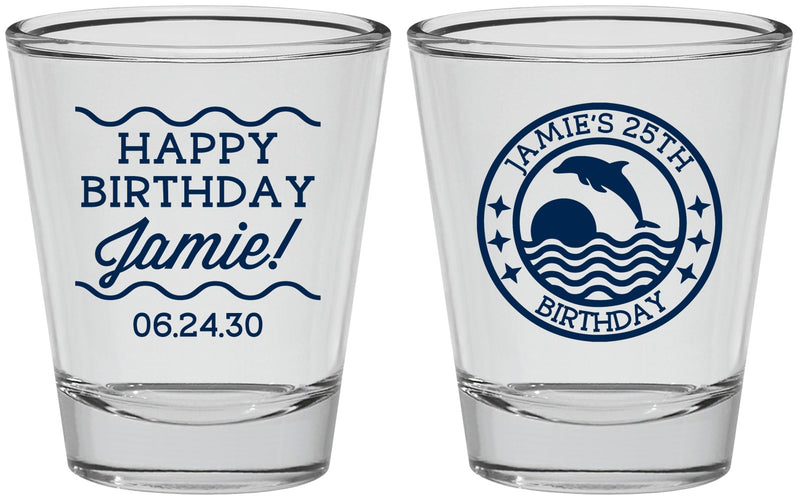 Personalized Birthday Shot Glasses - 25th Dolphins | 20077