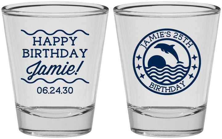 Personalized Birthday Shot Glasses - 25th Dolphins | 20077