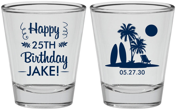 Personalized Birthday Shot Glasses - 25th Beach | 20079