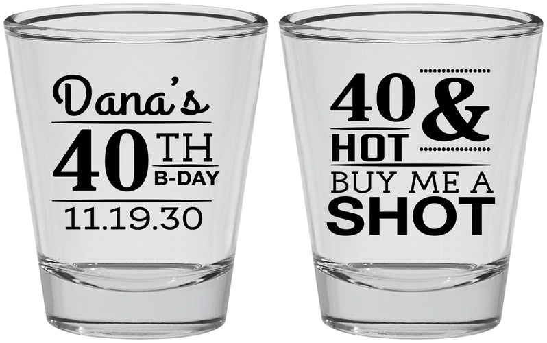 Personalized Birthday Shot Glasses - 40th | 20086