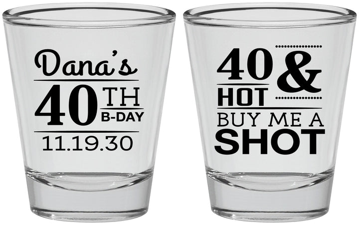 Personalized Birthday Shot Glasses - 40th | 20086