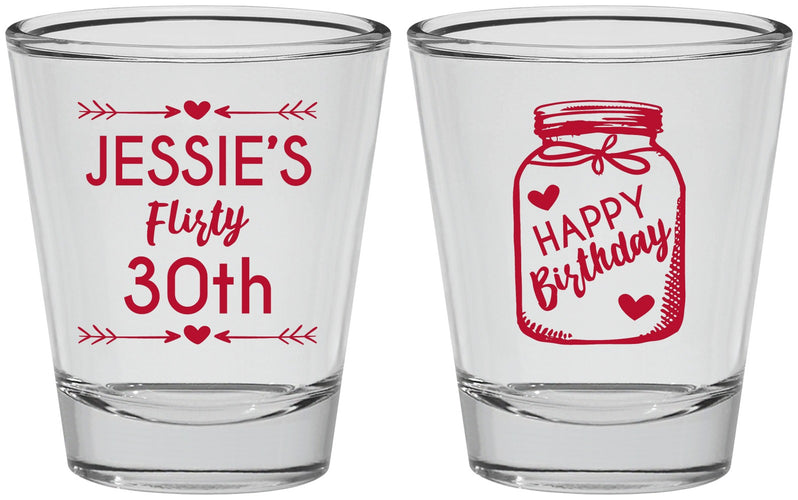Personalized Birthday Shot Glasses - 30th Flirty At Thirty | 20087