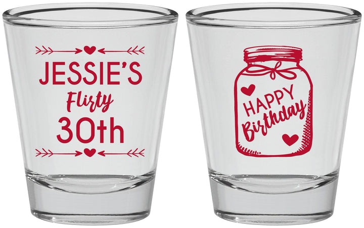 Personalized Birthday Shot Glasses - 30th Flirty At Thirty | 20087