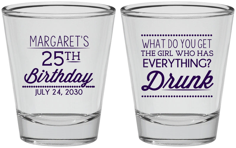 Personalized Birthday Shot Glasses - 25th | 20093