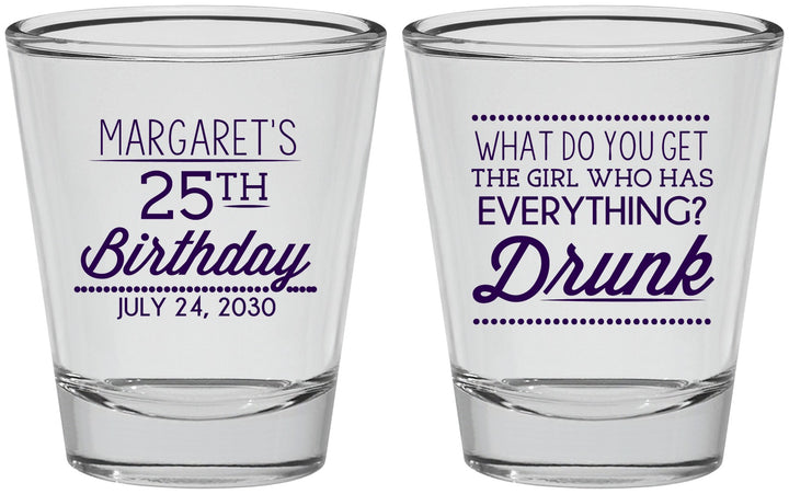 Personalized Birthday Shot Glasses - 25th | 20093
