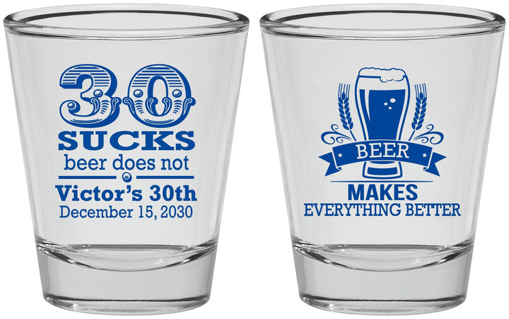 Personalized Birthday Shot Glasses - 30th Sucks | 20097