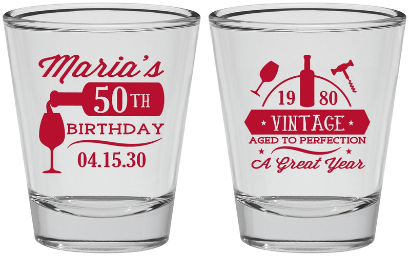 Personalized Birthday Shot Glasses - 50th Wine | 20098