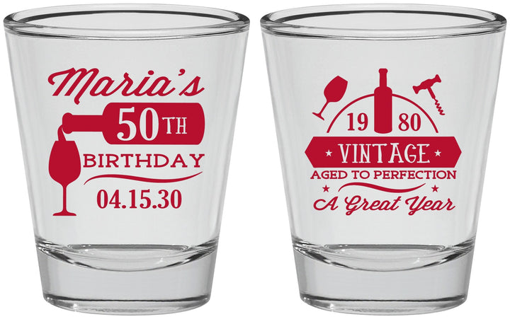 Personalized Birthday Shot Glasses - 50th Wine | 20098