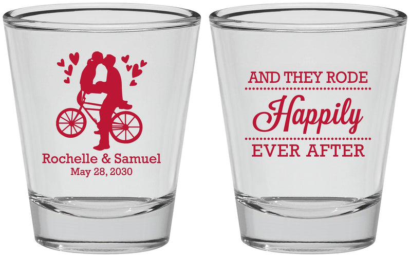 Personalized Wedding Shot Glasses - Happily Ever After Bicycle | 201