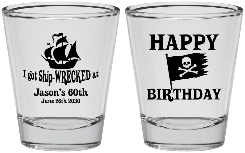 Personalized Birthday Shot Glasses - 60th Pirate | 20106
