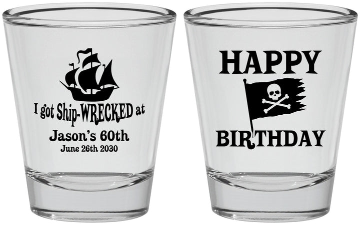 Personalized Birthday Shot Glasses - 60th Pirate | 20106