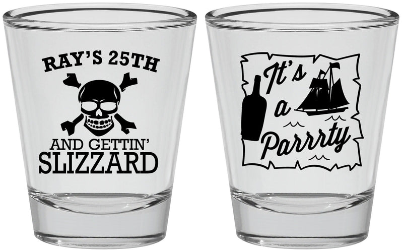 Personalized Birthday Shot Glasses - 25th Pirate | 20107