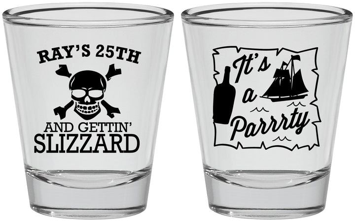 Personalized Birthday Shot Glasses - 25th Pirate | 20107