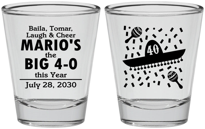 Personalized Birthday Shot Glasses - 40th Mexico | 20109