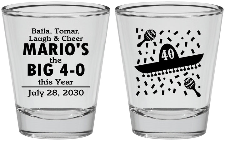 Personalized Birthday Shot Glasses - 40th Mexico | 20109