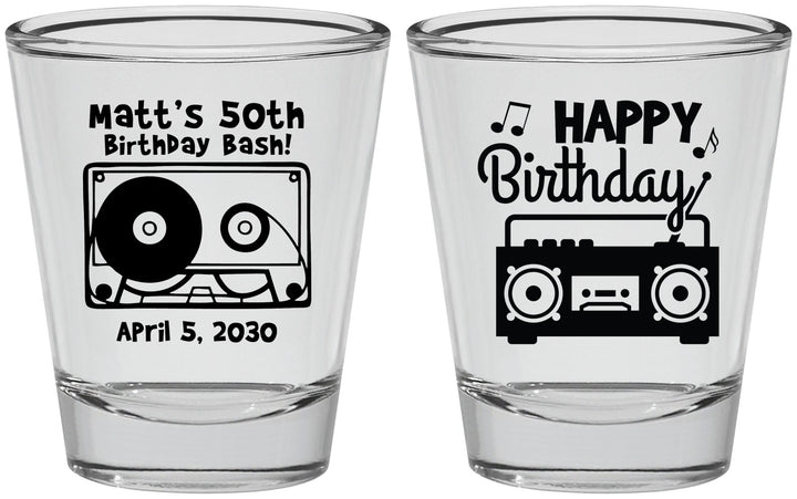 Personalized Birthday Shot Glasses - 50th Cassette Tape | 20117