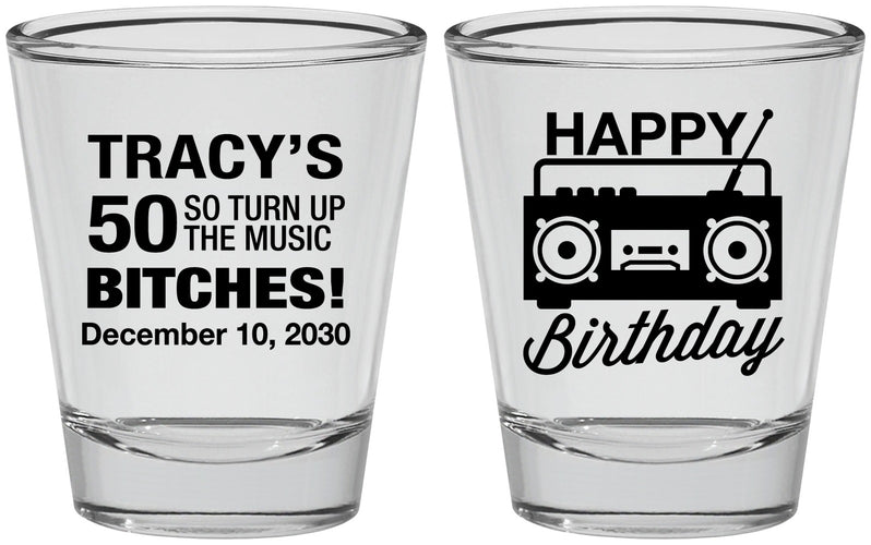 Personalized Birthday Shot Glasses - 50th Cassette Tape | 20118
