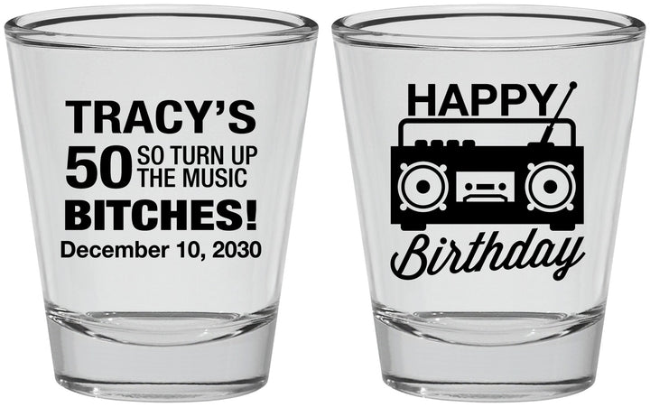 Personalized Birthday Shot Glasses - 50th Cassette Tape | 20118