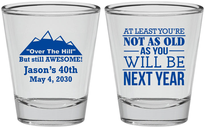 Personalized Birthday Shot Glasses - 40th Over The Hill | 20121