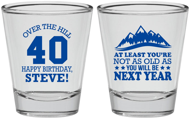 Personalized Birthday Shot Glasses - 40th Over The Hill | 20123