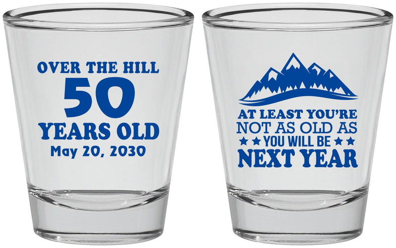 Personalized Birthday Shot Glasses - 50th Over The Hill | 20124