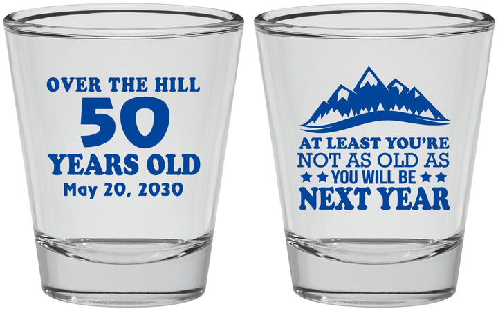 Personalized Birthday Shot Glasses - 50th Over The Hill | 20124