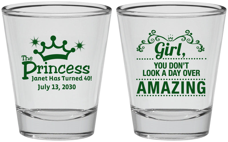 Personalized Birthday Shot Glasses - 40th Princess | 20152