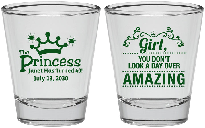 Personalized Birthday Shot Glasses - 40th Princess | 20152