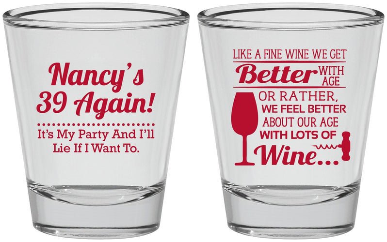 Personalized Birthday Shot Glasses - 40th Wine | 20154