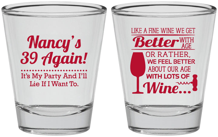 Personalized Birthday Shot Glasses - 40th Wine | 20154
