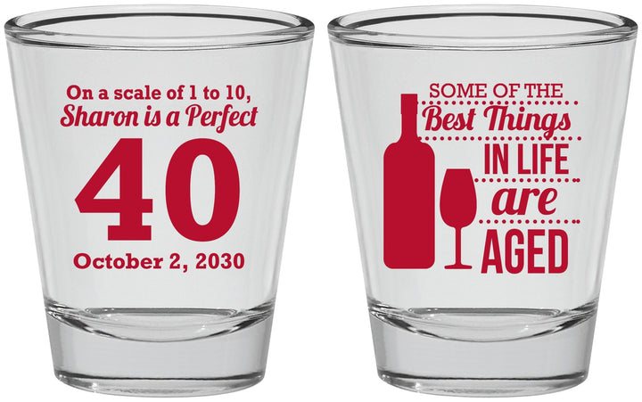 Personalized Birthday Shot Glasses - 40th Wine | 20155