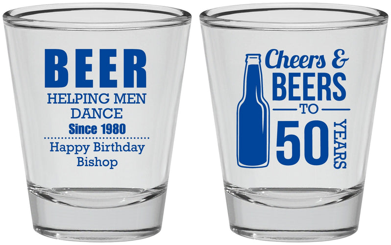 Personalized Birthday Shot Glasses - Cheers Beers To 50 Years | 20160