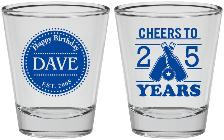 Personalized Birthday Shot Glasses - Cheers To 25 Years | 20164