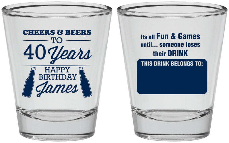 Personalized Birthday Shot Glasses - Cheers Beers To 40 Years | 20165