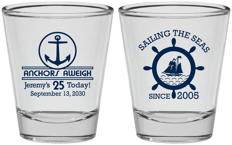 Personalized Birthday Shot Glasses - 25th Nautical | 20168