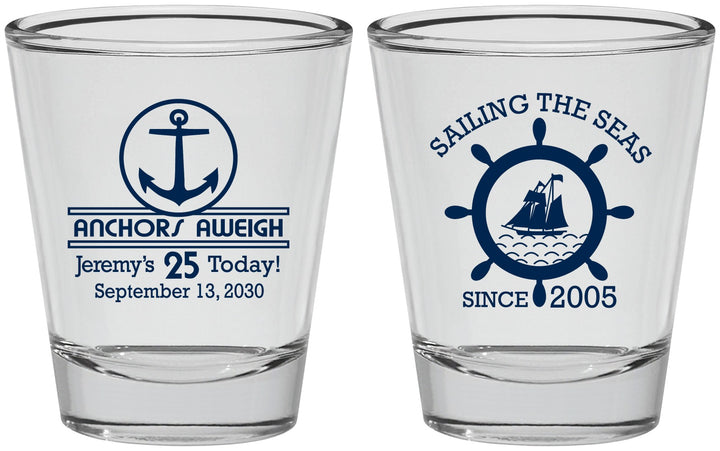 Personalized Birthday Shot Glasses - 25th Nautical | 20168