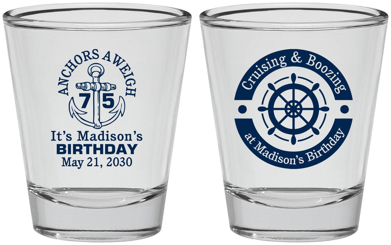 Personalized Birthday Shot Glasses - 75th Nautical | 20178