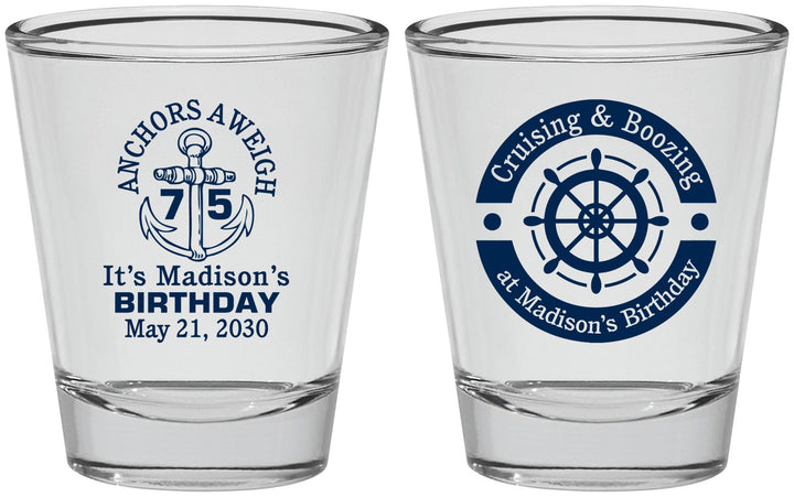 Personalized Birthday Shot Glasses - 75th Nautical | 20178