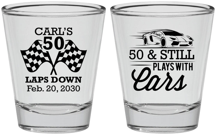 Personalized Birthday Shot Glasses - 50th Race Car | 20187