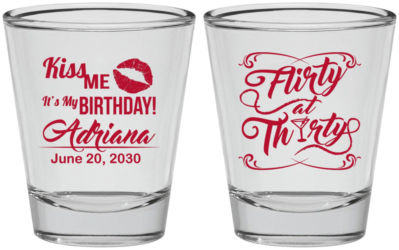 Personalized Birthday Shot Glasses - 30th Flirty At Thirty | 20190