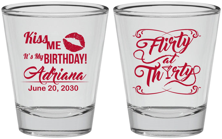 Personalized Birthday Shot Glasses - 30th Flirty At Thirty | 20190