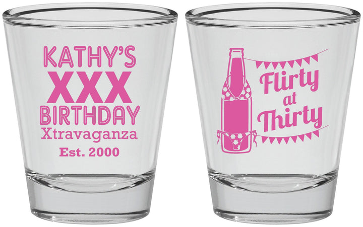Personalized Birthday Shot Glasses - 30th Flirty At Thirty | 20191